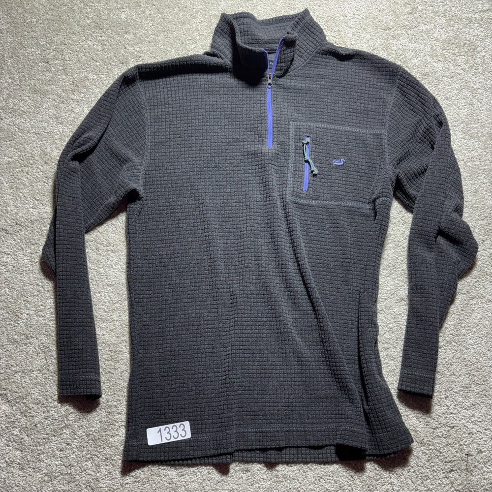 Southern Marsh Fieldtec Sz Small 1/4 Zip Waffle Fleece Pullover Dark Gray Mens